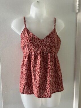 Pretty Dark Red/Brown Flared Floral Top